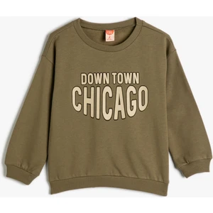 Sweatshirt Uzun Kollu Bisiklet Yaka Şehir Baskı Detaylı Şardonlu