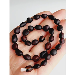 Kehribar Sarayı Baltık Damla Kehribar Bebek Diş Kolyesi Mat Vişne Rengi