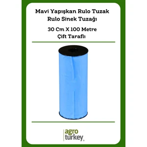 Agro Turkey | Sera Ve Bahçe İçin Mavi Yapışkan Rulo Tuzak - Rulo Sinek Tuzağı - 30 Cm X 100 Metre- Çift Taraflı