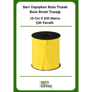 Agro Turkey | Sera Ve Bahçe İçin Sarı Yapışkan Rulo Tuzak - Rulo Sinek Tuzağı - 15 Cm X 100 Metre- Çift Taraflı