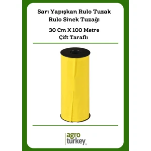 Agro Turkey | Sera Ve Bahçe İçin Sarı Yapışkan Rulo Tuzak - Rulo Sinek Tuzağı - 30 Cm X 100 Metre- Çift Taraflı