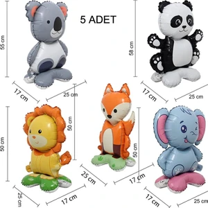 Şekilli Orman Hayvanları 3D Süpershape Folyo Balon 5 Adet Farklı Modellerde
