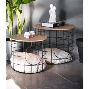 Sepet Yan Sehpa Kedi Yuvalı Orta Sehpa 5077