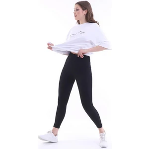 İncebelli Kadın Yüksek Bel Fitilli Tayt Siyah