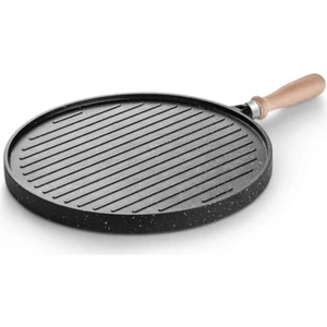 Premium Döküm Granit Çift Taraflı Izgara&gözleme Tavası - 35 cm
