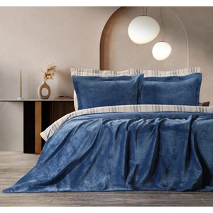 Zebra Casa Scala Indigo Çift Kişilik Yatak Örtüsü Seti