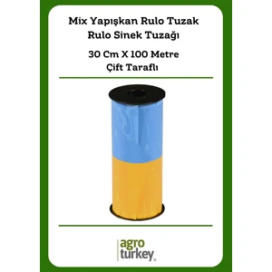  Agro Turkey | Sera ve Bahçe Zararlıları Için Sarı/Mavi Mix Yapışkan Rulo Tuzak - Sinek Tuzağı (30CM x 100 M)