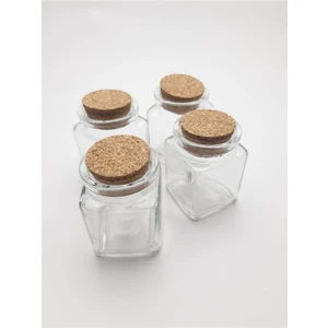 Camcı Baba Cam Şişe Kare Modeli Mantar Tıpalı 10 Adet