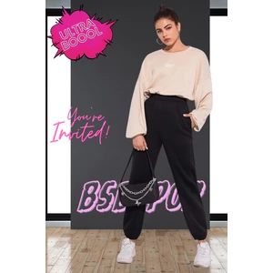 KIŞLIK İçi Polar Siyah Günlük Şık Eşofman Altı Unisex Bol Spor
