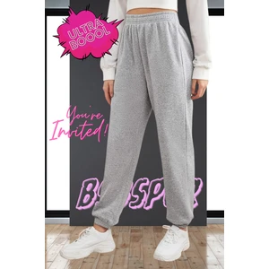 Şardonluk Kışlık Gri Siyah Günlük Şık Eşofman Altı Unisex Bol Spor