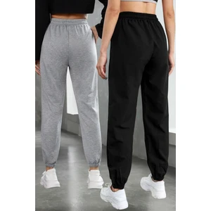 Kışlık İçi Pamuklu Bol Eşofman Altı Set Ikili 2li Oversize Erkek Kadın Unisex Paçası Lastikli