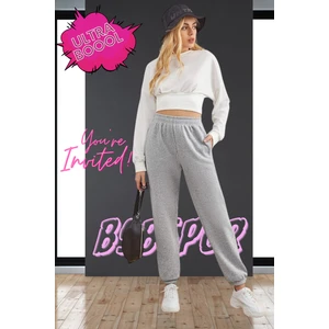 Gri Siyah Şık Eşofman Altı Unisex Bol Spor Kalın Kışlık Polar Kumaş