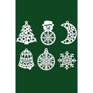 Beyaz Renk Yılbaşı Ağacı Süsü 6 Lı Noel Süsü Christmas Ornament