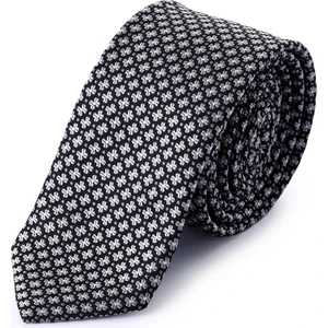 Gri Desenli Micro Casual Kravat