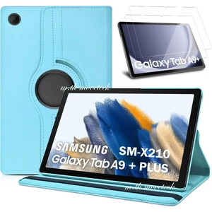 M.TK Moveteck Samsung Galaxy Tab A9 + Plus 11 Inç Kılıf 360 Derece Dönebilen Kapaklı Tablet Kılıfı + Ekran Koruyucu Cam Set Graphite Wi-Fi SM-X210