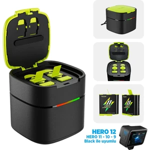 GoPro İkili Şarj Cihazı + 2 ADET Yedek Batarya ( GoPro Hero12 Black / Hero11 Black / Hero10 Black / Hero9 Black İçin )