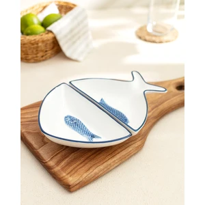 Madame Coco Marine 2 Parça 22 cm Mavi Beyaz Sunum Tabağı Yeni Bone China Tasarım