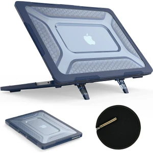 MacBook Air 13.6 Inç Kılıf 2022 A2681 M2, MacBook Air 13.6 U201D Için Katlanır Stand ve Mouse Pad/çanta ile Şok Emici Koruma Kılıfı (Mavi) (Yurt Dışından)