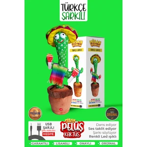Türkçe Ve Yabancı Müzikli Dans Eden Kaktüs Konuşan Taklitçi, Sarjlı, Peluş Oyuncak
