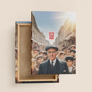Atatürk ve Çocuklar 50 x 70 Kanvas Tablo