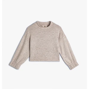 Basic Sweat Bisiklet Yaka Uzun Kollu Yumuşak Dokulu Manşetleri Lastikli