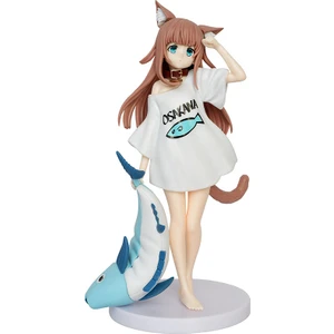 Red Ocean Soya Fasulyesi Tozu Figürü Ayakta Balık Yiyen Güzel Kız Kedi Kız Modeli Anime Iki Boyutlu Masaüstü Şasi Dekorasyon (Yurt Dışından)