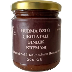 BEECHOCOLATE El Yapımı Rafine Şekersiz HURMALI ÇİKOLATALI FINDIK KREMASI - VEGAN- Şeker İlavesiz