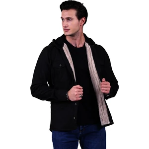 Exve Exclusive Antrasit Gri Tek Renk Düz Sade Kapüşonlu Içi Yün Kürklü Kışlık Oduncu Ceket Gömlek