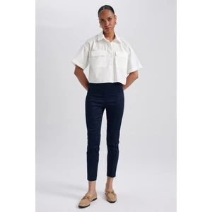 Sigaret Saten Pantolon Lacivert Normal Bel Basic Düz Beli Lastikli Düz Paça J8743AZ23WN