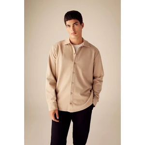 Regular Fit Polo Yaka Pamuklu Basic Düz Uzun Kollu Gömlek A5649AX23AU