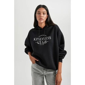 Oversize Fit Kapüşonlu Kalın Sweatshirt B4055AX23AU