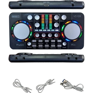 VS10X Üst Seviye Stüdyo Kayıt Canlı Yayın Bluetooth ve Şarjlı Ses Kartı Efektli Radyo Mikseri (Telefon ve PC Podcast)
