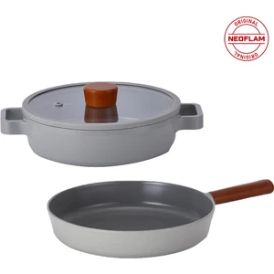 Fika Gri 3 Parça Pratik 26 cm Tava ve Tencere Seti