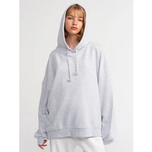 40142 Kapşonlu Sweatshirt-Gri Melanj