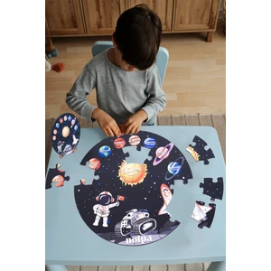 Ahşap Gezegen Puzzle 41CM, Mega Boy Renkli Uzay Bebek, Çocuk ve Okul Öncesi Için Puzzle