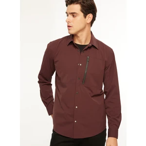 Basic Gömlek Yaka Düz Bordo Erkek Gömlek F3WM-GML171