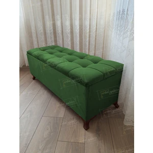 Yeni Model Lüks Çizgi Kapitoneli Sandıklı Puf Bench Ceviz Ayak (110*45)