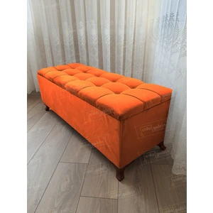Yeni Model Lüks Çizgi Kapitoneli Sandıklı Puf Bench Ceviz Ayak (110*45)