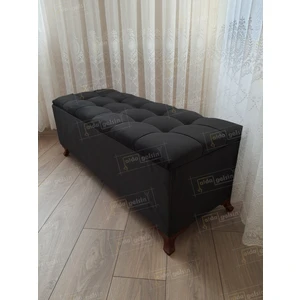 Yeni Model Lüks Çizgi Kapitoneli Sandıklı Puf Bench Ceviz Ayak (100*45)