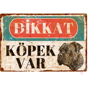 Hayg Equipment Dikkat Köpek Var Pas Görünümlü Vintage Alüminyum Cane Corso Uyarı Levhası - 15CM x 22,5cm