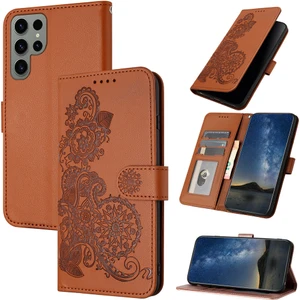 Yihang Boutique Samsung Galaxy S23 Ultra Flip Deri Manyetik Koruyucu Cüzdan Bilek Kayışı Telefon Kılıfı (Yurt Dışından)