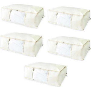 5'li Set Baza Altı Düzenleyici Pencereli Büyük Boy Hurç Krem 70X50X25 cm