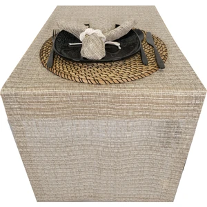 Simli Parlak Runner ve 6'lı Peçete Kahverengi Renginde