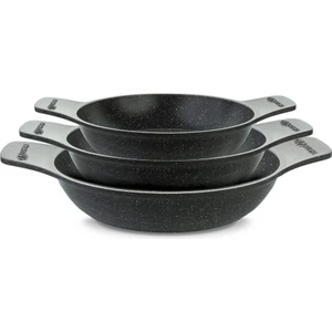 Döküm Saplı Güveç Sahan Set |3 Parça |Gri |18cm-20cm-22cm