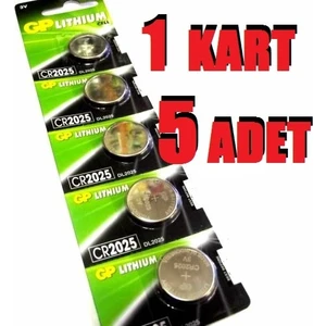 Ata Elektronik 1 kart üzerinde 5 Adet Gp Cr2025 Pil Cr 2025 Pil Bios Para Pil Baskül Tartı Pili Bios Kumanda Pili ARABA  Anahtar Pili