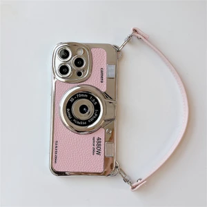 Great Match iphone 14/13/12 Pro Max/11 Deri Desen Koruyucu Kılıf Için Uygun 3D Retro Kameralı Telefon Kılıfı (Yurt Dışından)