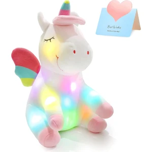 12 '' Light Up Unicorn Doldurulmuş Hayvan Yumuşak Peluş Oyuncak, Renkli LED Gece Işıkları ile Parlayan Doğum Günü Çocuk Günü Sevgililer Günü Hediyeleri Kızlar Için Yürümeye Başlaya (Yurt Dışından)