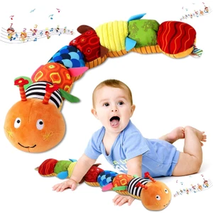 Bebek Müzikal Solucan Yumuşak Bebek Oyuncak, 6 Farklı Duyusal, Buruşuk ve Çıngırak Yenidoğan Oyuncak Karın Zamanı Için Doldurulmuş Hayvanlar 0-3-6-12 Aylık Kız Erkek Hediyeler, Sev (Yurt Dışından)