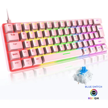 Katsuta Blue Switch Mekanik Mini 62 Tuşlu Rgb Gaming Oyuncu Klavyesi -