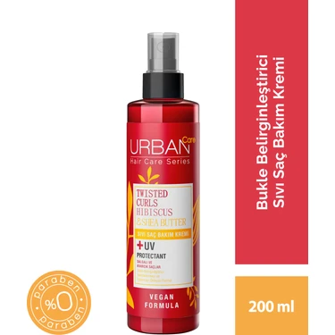 URBAN Care Hibiscus&Shea Butter Kıvırcık ve Dalgalı Saçlara Özel Sıvı Saç Bakım Kremi-Vegan-200